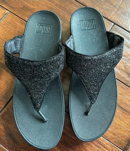 Fitflop Lulu schimmernde Zehenstegsandale Flipflops schwarz glitzernd| Damen 11 - Bild 1 von 6