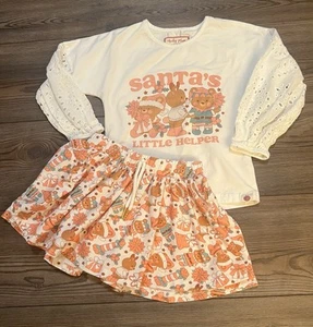 Cheeky Plum Boutique Santa’s Little Helper Shirt Skirt Set Girls 4T Christmas - Picture 1 of 5