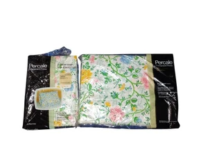 NEW  JC Penney Juliet one flat sheet & 2 Pillowcases Set Bright Floral Vintage  - Picture 1 of 7