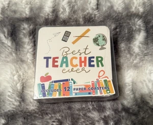 Posavasos de papel Èccolo "Best Teacher Ever" ~ 12 unidades ~ ¡NUEVO EN CAJA! - Imagen 1 de 6