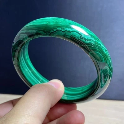 Pulsera de cuentas de piedras preciosas de malaquita verde natural genuino 61,8 mm AAAA Foto 1 de 4