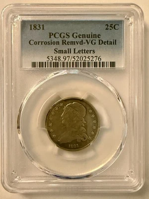 1831-P PCGS Small Letters Capped Bust Quarter - Corrosion Removed - VG Detail - Image 1 of 4