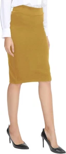 Women'S Elastic Waist Stretch Bodycon Midi Pencil Skirt - Picture 1 of 12