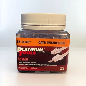 Platinum Tools 202010J EZ-RJ45 CAT6 Connectors - Jar of 100 (Made in USA) - Afbeelding 1 van 4