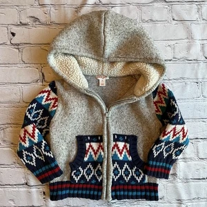 Cat & Jack Kids Zip-up Hoodie Fair Isle Pattern Fleece 3T Sweater Knit Boys - Picture 1 of 5