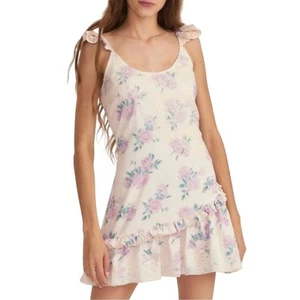 LoveShackFancy Mini Dress Mauve Floral Ruffle Cottagecore Rush Dress Size 6 M - Picture 1 of 9