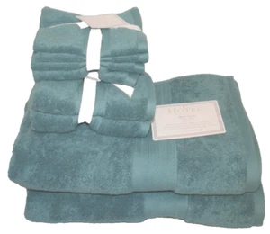 Hotel Eight Piece Teal Bathroom Towel Set 100% Cotton New - Picture 1 of 3