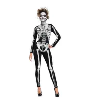 Skeleton Suit Yourself Black And Bone Catsuit Fits to size 8 Standard Size Zips - Image 1 of 4