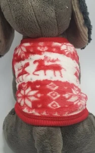 Unbranded XS Extra Small Dog Christmas Sweater Fuzzy Fleece Red White - Picture 1 of 12