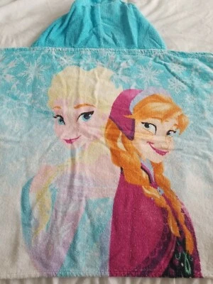 Girls Disney Princess Elsa Frozen Beach Bath Pool Poncho Hooded Towel 46 x 21 - Image 1 of 4