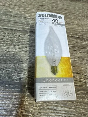 SUNLITE 40w Flame 120v Candelabra Base Clear Bulbs Cat. No. 01345 - Image 1 of 4