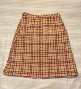 Gonna donna vintage fatta a mano a quadri rosa giallo marrone 26" VITA RETRÒ CHIC GONNA - Foto 1 di 14
