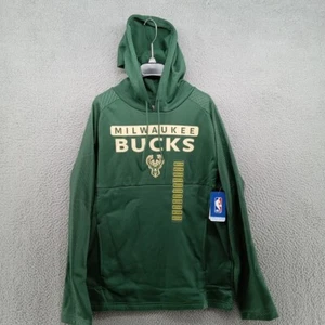Milwaukee Bucks Sweatshirt Mens Medium Green Logo Pullover Fleece Hoodie NBA - Picture 1 of 10
