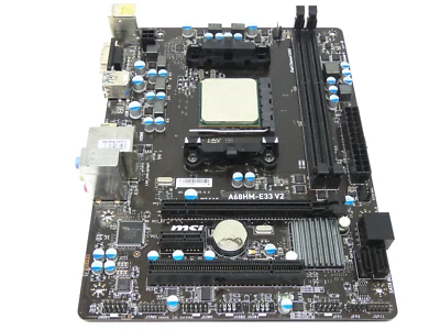 MSI A68HM-E33 V2 Motherboard socket FM2+ with AMD A8-5500B CPU - Image 1 of 4