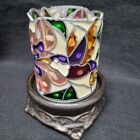 Vintage Stained Glass Hummingbird Votive/Tealight Candle Holder And Stand