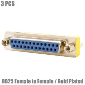 3x DB25 D-SUB 25-Pin Female to Female Coupler Mini Gender Changer Adapter Gold - Picture 1 of 5