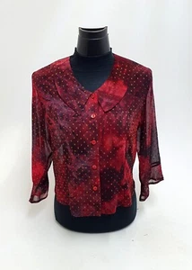 zarte Vintage Bluse Kragen Retro 3/4 Arm Georgette Gr. 40 - Bild 1 von 4