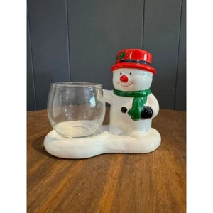 Festive Plastic Snowman Candle Holder with Plastic Votive - Picture 1 of 7