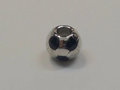 Alloy European Soccer Ball Bead 11mm, Hole 4.5mm, Platinum Color Large Hole Bead Foto 1 de 2