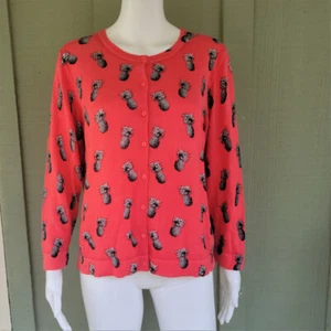 ANN TAYLOR Red Pineapple Knit Cardigan Sweater Large L - Bild 1 von 4