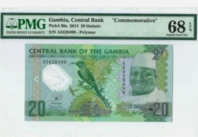 2014 GAMBIA 20 Dalasis "Commemorative" PMG68 EPQ SUPERB GEM UNC【P-30a】(Polymer) - Image 1 of 2