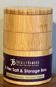 New Totally Bamboo 3 Tier Salt Pepper Spice Box w/ Magnetic Closures - Picture 1 of 4