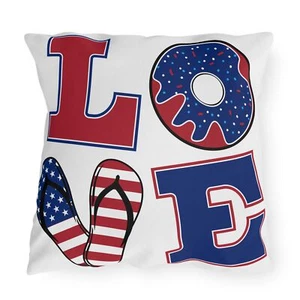 Patriotic Outdoor Pillows for Summer Decor, Love, 4th of July Gift, Home & [...] - Picture 1 of 13