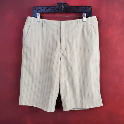 Pantalones Cortos Bermudas DE COLECCIÓN LIZ CLAIBORNE 12 Marrón Tostado Rayas Bolsillos Elásticos Usados en Excelente Condición Foto 1 de 4