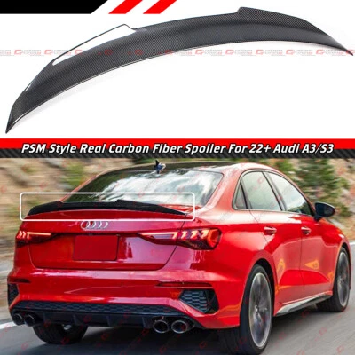 FOR 2022-2024 AUDI A3 S3 RS3 SEDAN 8Y PSM HIGHKICK CARBON FIBER TRUNK SPOILER - Image 1 of 4