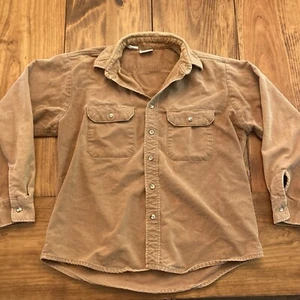 Vintage 80's Five Brothers Flannel Mens Large Brown Button Down Shirt USA EUC - Picture 1 of 5