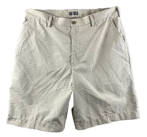 IZOD GOLF Chino Shorts Mens Size 36 Khaki Plaid Athletic Classic Preppy Everyday - Picture 1 of 15