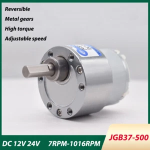 Micro Engranaje Motor DC12V 24V Reducción Reversible Metal Gear 7-1016RPM JGB37-500 - Imagen 1 de 34