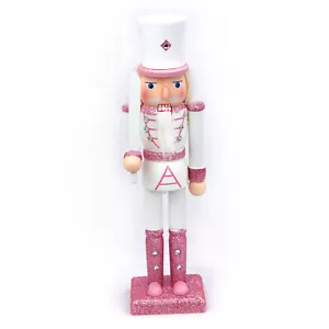 12" Pink Nutcracker Figure with White Sword – Hand painted wood Decoration - Picture 1 of 6