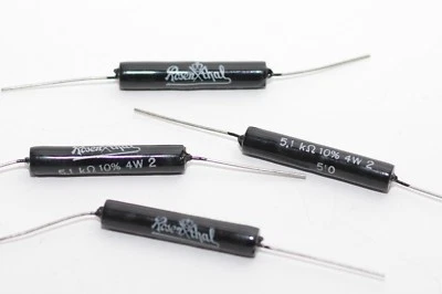 4x Vintage Rosenthal Widerstand 5.1 kOhm / 4 W f. Röhrenverstärker, 50er J., NOS - Bild 1 von 3