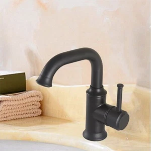 Black Brass Kitchen Bathroom Sink Swivel Faucet Mixer Tap mnf734 - Picture 1 of 8
