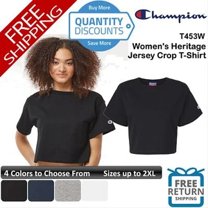 🔥 Champion Woman Heritage Short Sleeve Top Jersey Crop T-shirt Up To 2XL T453w - Picture 1 of 22
