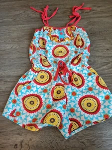 Sage & Lilly Cotton Red Gold Blue Girls Romper Size 4 - Picture 1 of 4