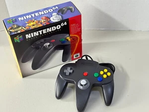 Official Black Controller w/Original BOX! (Nintendo 64 N64) Authentic Tested - Picture 1 of 15