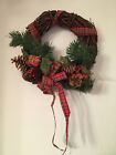 Vintage Christmas Around The World Plaid Wood Wreath Stock No. 54-462 ~ VGUC
