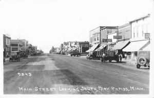 Park Rapids MN Main Street Blick nach Süden um 1920 Autos Echtfoto RPPC Postkarte 714 - Bild 1 von 2