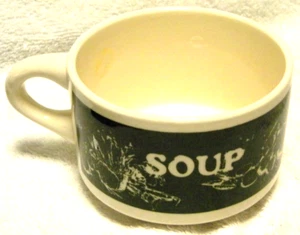 Soup Cup Mug 4" x 3" White/Green - Picture 1 of 3