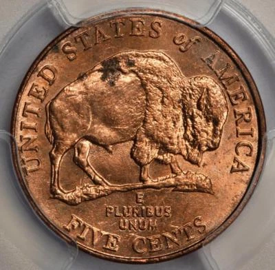 2005 D PCGS MS62 100% Improperly Annealed Planchet Bison Nickel Mint Error RED - Image 1 of 4