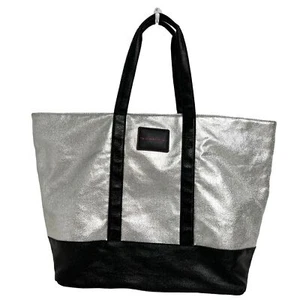 Victoria’s Secret Weekender Tote Bag Limited Edition Metallic Silver Black Large - Picture 1 of 11