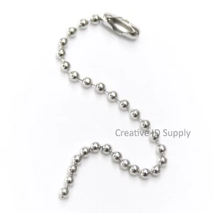 Lote de 25 piezas cadenas de etiquetas de 4" cadenas de bolas llaveros de 2,4 mm cuentas enchapadas en níquel plateadas - Imagen 1 de 2