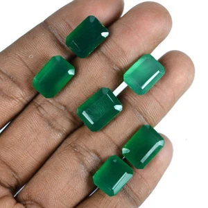 29 Ct Beautiful Natural Green Onyx 6 Pcs Emerald Cut Shape Loose Gemstone - Picture 1 of 3