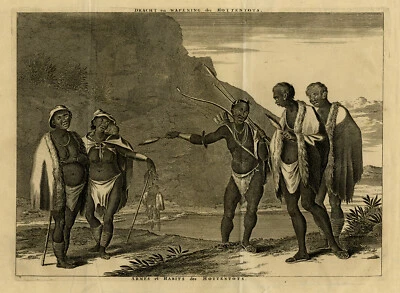 Antique Print-KHOIKOI PEOPLE-HOTTENTOT-SOUTH AFRICA-DAPPER-Van der Aa-1709 - Image 1 of 4