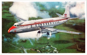 One of fleet BEA Viscount 800s passenger plane in flight unposted postcard - Picture 1 of 2
