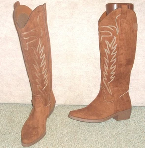 Braune SHEIN Damenstiefel mit hohem Reißverschluss Western Cowboy/Mode, Größe 8, NEU - Bild 1 von 4