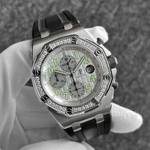 Luxury Swiss Chronograph Watch Silver Dial Automatic 42mm Men's Wristwatch JP - Picture 1 of 6