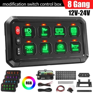 RGB 8 Gang Switch Panel Control Panel Auxiliary System For Car RV ATV 12-24V - Picture 1 of 14